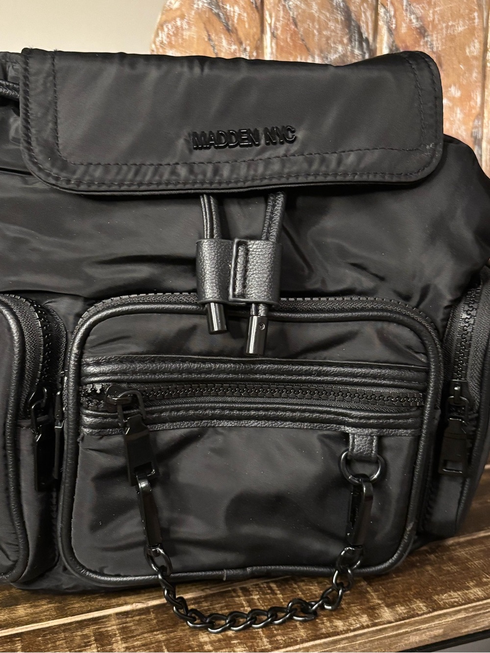 Madden NYC  Black Nylon Utility Backpack
